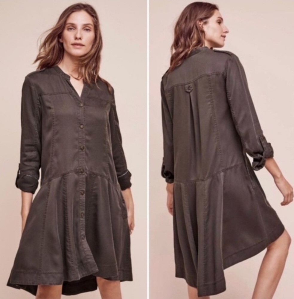 Anthropologie Holding Horses Marion Military Shirt Dress Size 6